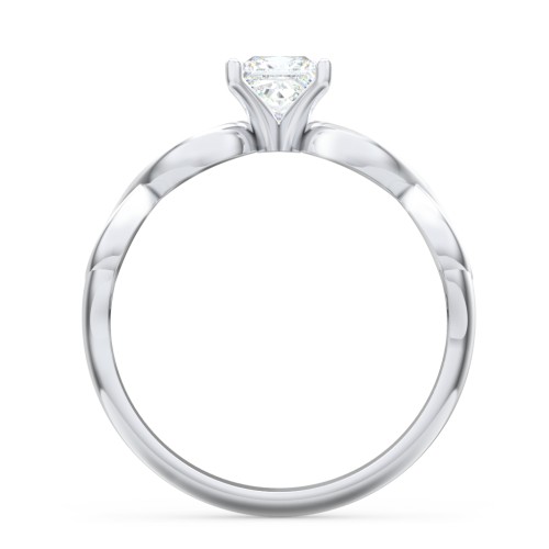 Diamond Solitaire Engagement Ring with Infinity Band – 14K White Gold
