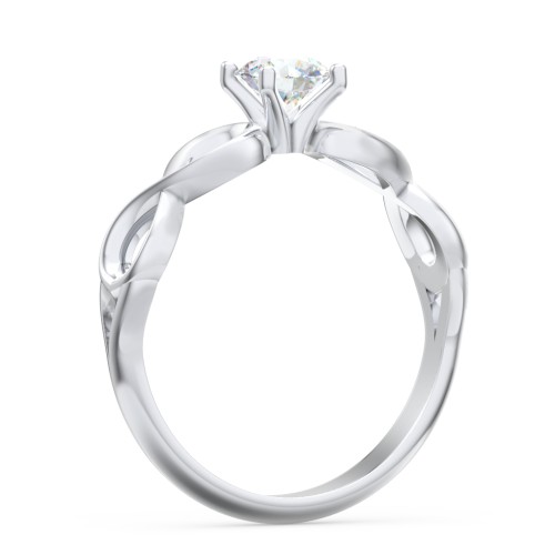 Diamond Solitaire Engagement Ring with Infinity Band – 14K White Gold