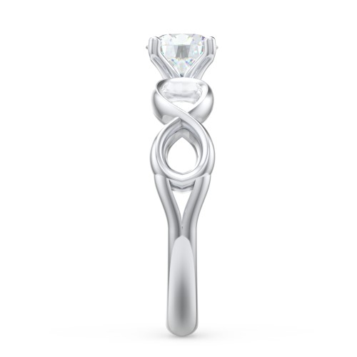 Diamond Solitaire Engagement Ring with Infinity Band – 14K White Gold
