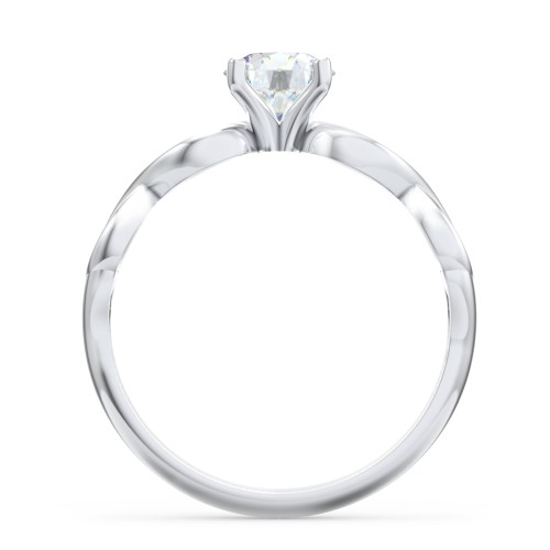 Diamond Solitaire Engagement Ring with Infinity Band – 14K White Gold