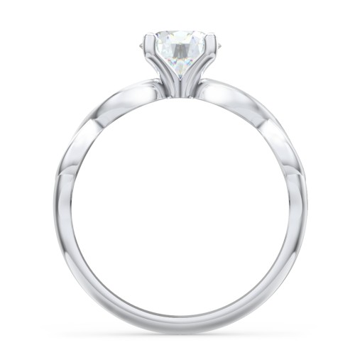 Diamond Solitaire Engagement Ring with Infinity Band – 14K White Gold