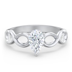 Diamond Solitaire Engagement Ring with Infinity Band – 14K White Gold