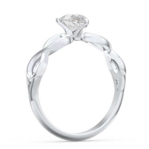 Diamond Solitaire Engagement Ring with Infinity Band – 14K White Gold