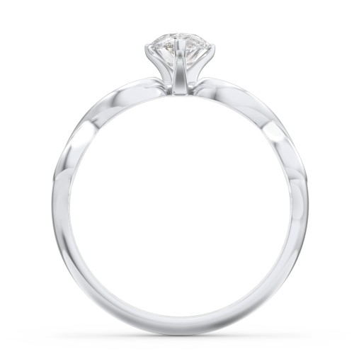 Diamond Solitaire Engagement Ring with Infinity Band – 14K White Gold