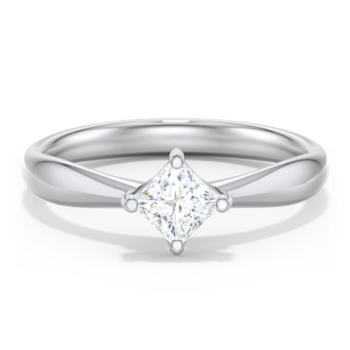 Classic Diamond Solitaire with 4 Prong Setting – 14K White Gold