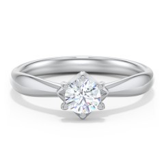 Classic Diamond Solitaire with 6 Prong Setting – 14K White Gold