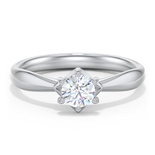 Classic Diamond Solitaire with 6 Prong Setting – 14K White Gold