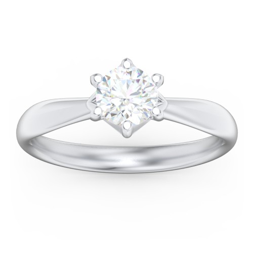 Classic Diamond Solitaire with 6 Prong Setting – 14K White Gold