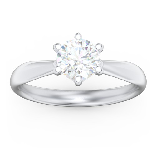Classic Diamond Solitaire with 6 Prong Setting – 14K White Gold