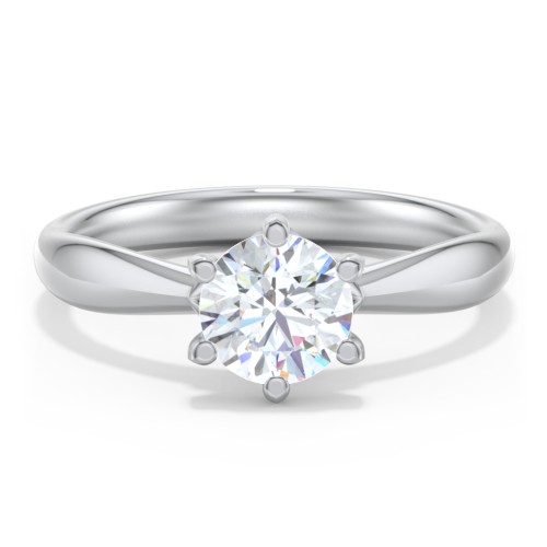 Classic Diamond Solitaire with 6 Prong Setting – 14K White Gold
