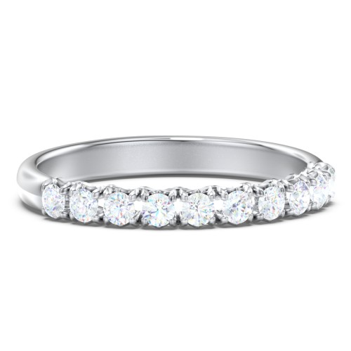 Classic Diamond Wedding Band – 14K White Gold with Lab Diamond