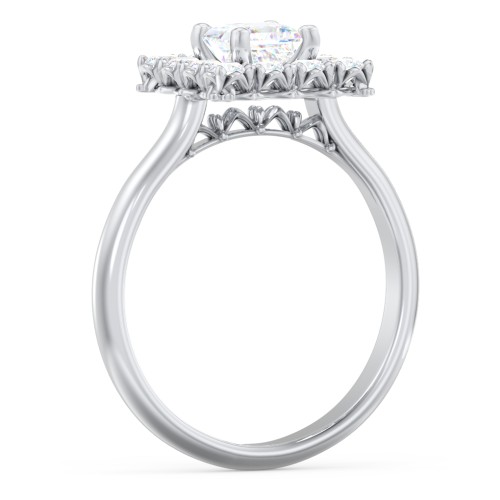 Classic Diamond Halo Engagement Ring – 14K White Gold with Lab Diamond