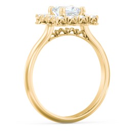 Classic Diamond Halo Engagement Ring in 10K Solid Yellow Gold