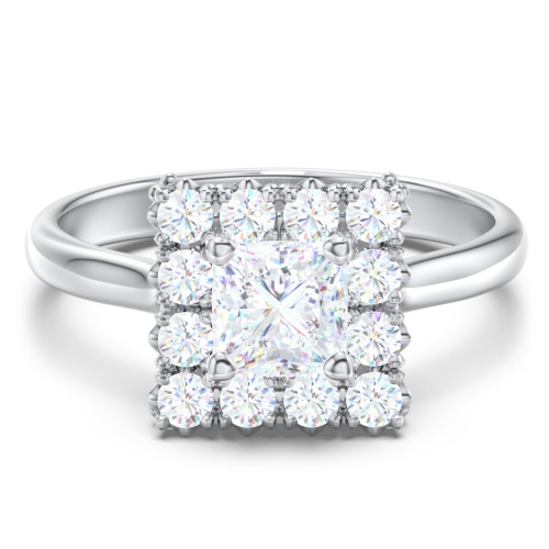 Classic Diamond Halo Engagement Ring