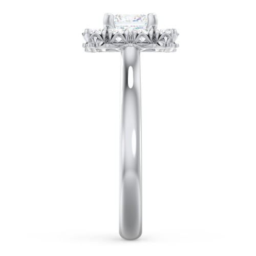 Classic Diamond Halo Engagement Ring – 14K White Gold with Lab Diamond