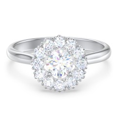 Classic Diamond Halo Engagement Ring – 14K White Gold with Lab Diamond