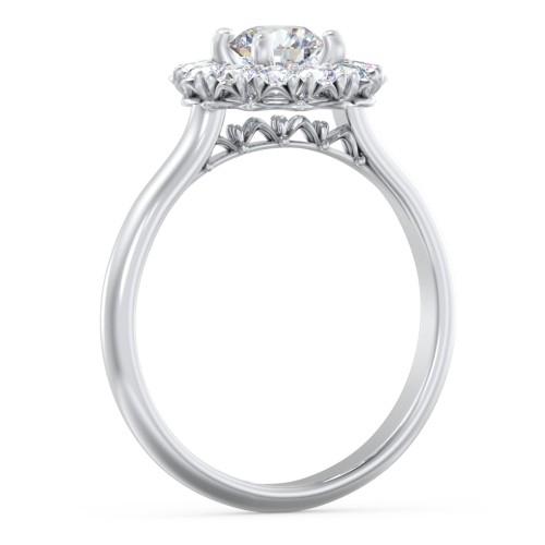 Classic Diamond Halo Engagement Ring – 14K White Gold with Lab Diamond