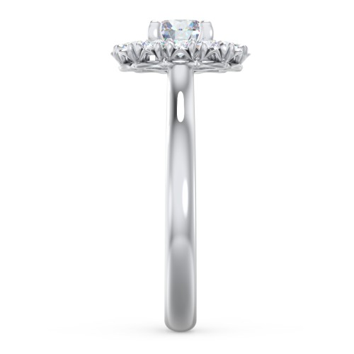 Classic Diamond Halo Engagement Ring – 14K White Gold with Lab Diamond