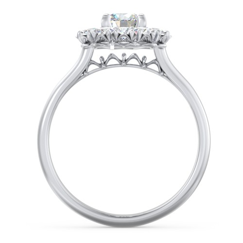 Classic Diamond Halo Engagement Ring – 14K White Gold with Lab Diamond