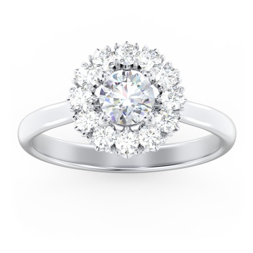 Classic Diamond Halo Engagement Ring – 14K White Gold with Lab Diamond