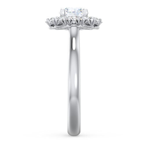 Classic Diamond Halo Engagement Ring – 14K White Gold with Lab Diamond