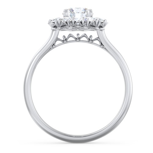 Classic Diamond Halo Engagement Ring – 14K White Gold with Lab Diamond