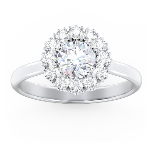 Classic Diamond Halo Engagement Ring – 14K White Gold with Lab Diamond