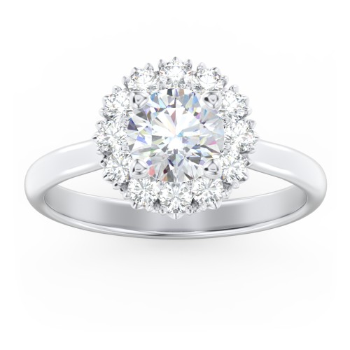Classic Diamond Halo Engagement Ring – 14K White Gold with Lab Diamond