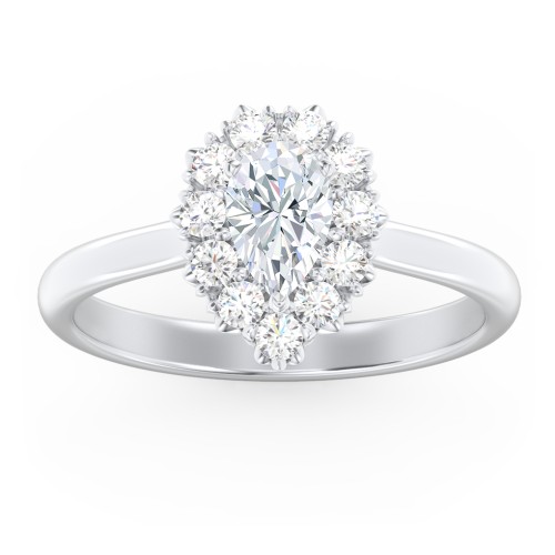 Classic Diamond Halo Engagement Ring – 14K White Gold with Lab Diamond