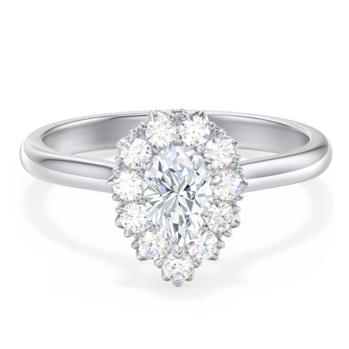 Classic Diamond Halo Engagement Ring – 14K White Gold with Lab Diamond