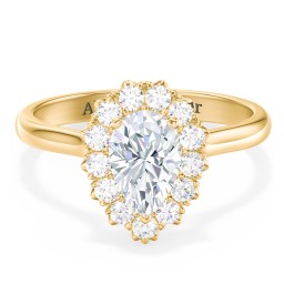 Classic Diamond Halo Engagement Ring in 10K Solid Yellow Gold with 04LABDIAM-PE-1.00-VS2-G-G and Lab Diamond