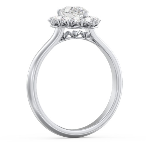 Classic Diamond Halo Engagement Ring – 14K White Gold with Lab Diamond
