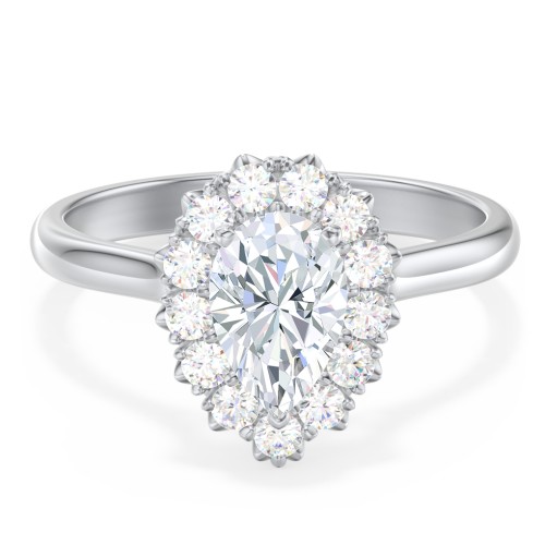 Classic Diamond Halo Engagement Ring – 14K White Gold with Lab Diamond
