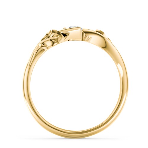 Diamond Leaf Band Ring – 10K Yellow Gold with Lab Diamond