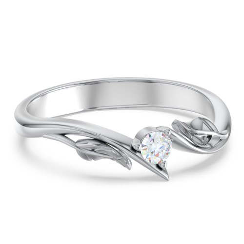 Diamond Leaf Band Ring