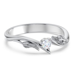 Diamond Leaf Band Ring – 14K White Gold with Lab Diamond
