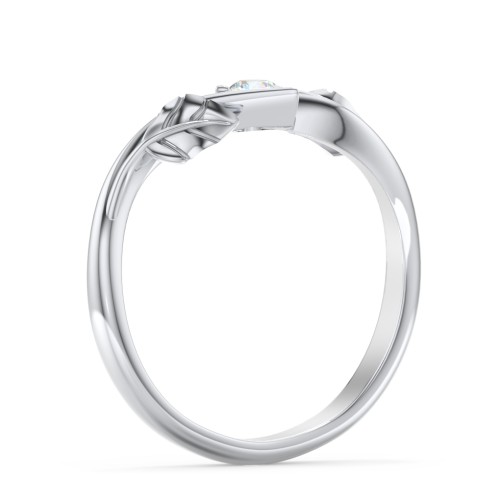Diamond Leaf Band Ring – 14K White Gold with Lab Diamond