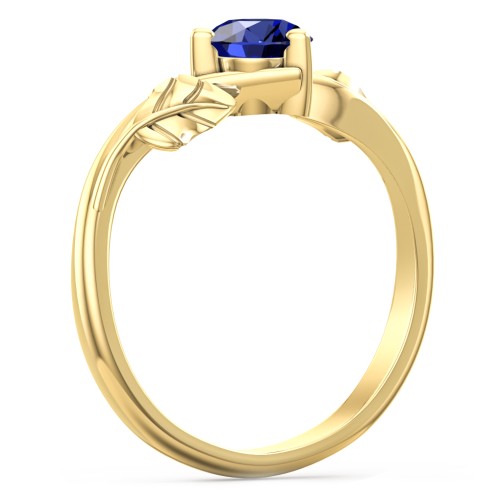 Solitaire Leaf Engagement Ring – 10K Yellow Gold with 09BSAP-RD-0.50