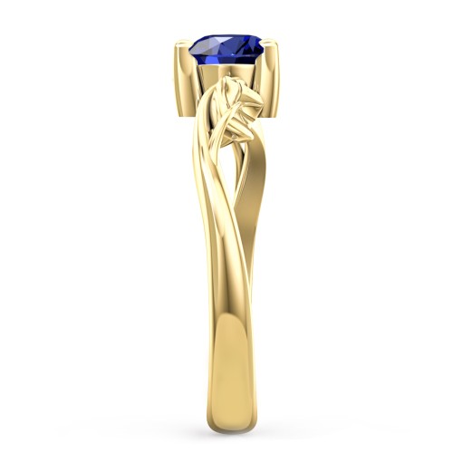 Solitaire Leaf Engagement Ring – 10K Yellow Gold with 09BSAP-RD-0.50