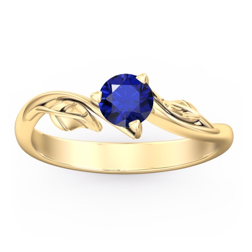 Solitaire Leaf Engagement Ring – 10K Yellow Gold with 09BSAP-RD-0.50