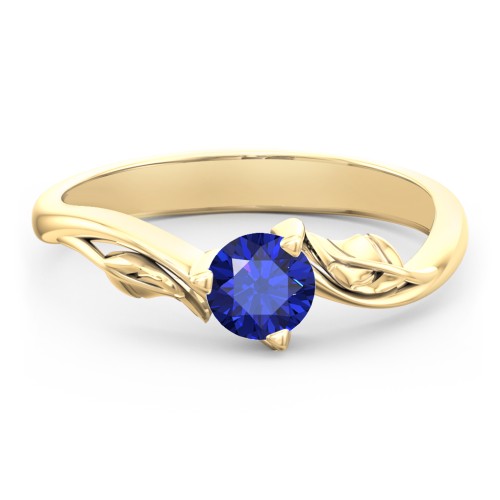 Solitaire Leaf Engagement Ring – 10K Yellow Gold with 09BSAP-RD-0.50