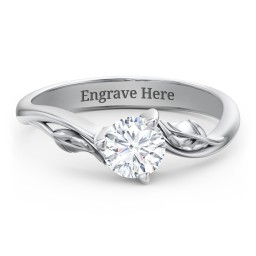 Solitaire Leaf Engagement Ring