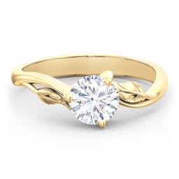 Solitaire Leaf Engagement Ring in 10K Solid Yellow Gold with 04LABDIAM-RD-1.00-SI1-F-VG