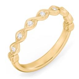 Intertwined Infinity Half Eternity Band with Accent Stones in 10K Solid Yellow Gold