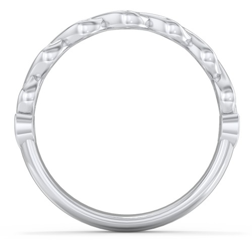 Intertwined Infinity Half Eternity Band with Accent Stones – 14K White Gold with Lab Diamond