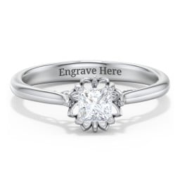 Diamond Solitaire Engagement Ring with Infinity Detail Bridge