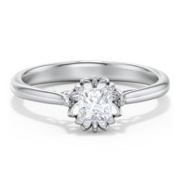 Diamond Solitaire Engagement Ring with Infinity Detail Bridge