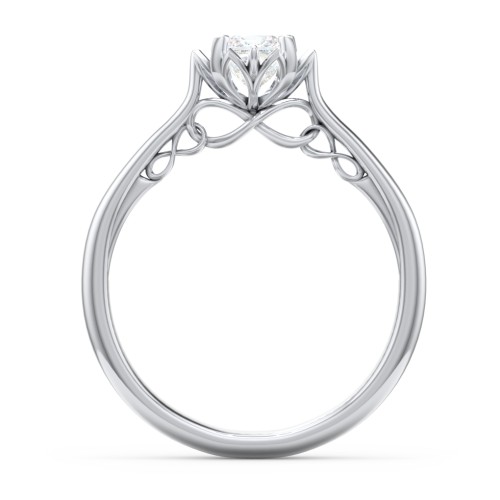 Diamond Solitaire Engagement Ring with Infinity Detail Bridge – 14K White Gold