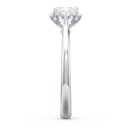 Diamond Solitaire Engagement Ring with Infinity Detail Bridge – 14K White Gold