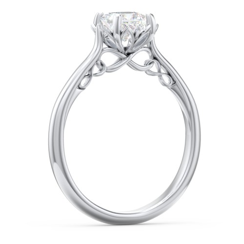 Diamond Solitaire Engagement Ring with Infinity Detail Bridge – 14K White Gold